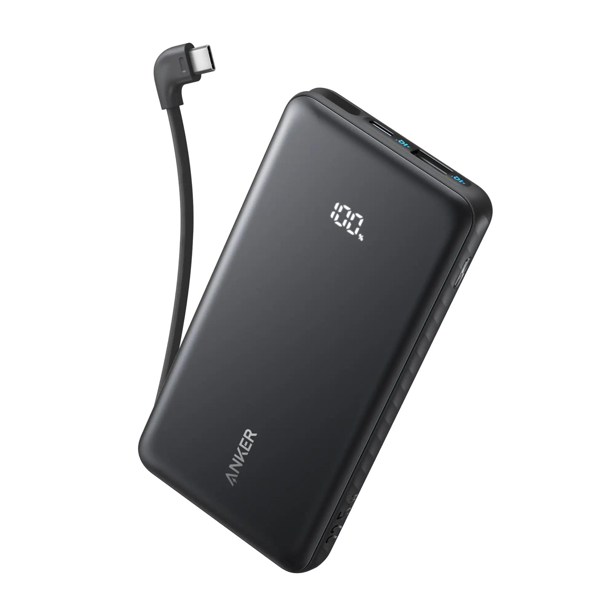 Sạc dự phòng Anker Zolo 1C1A 22.5W 10000mah (Built-In USB-C Cable) Đen (Black) A110D - Hàng Chính Hãng