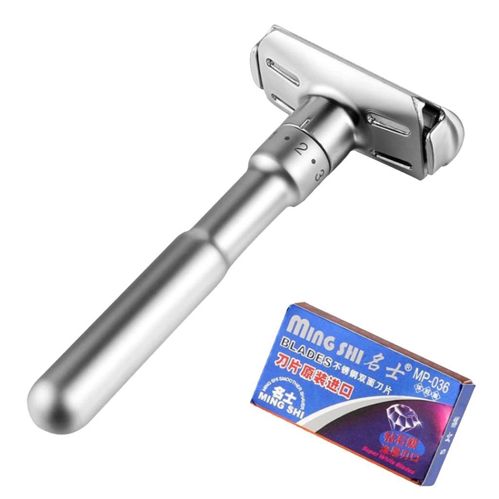 Mens Classic Double Edge Safety Razor Beard Shaver + Free Stainless Steel Blades