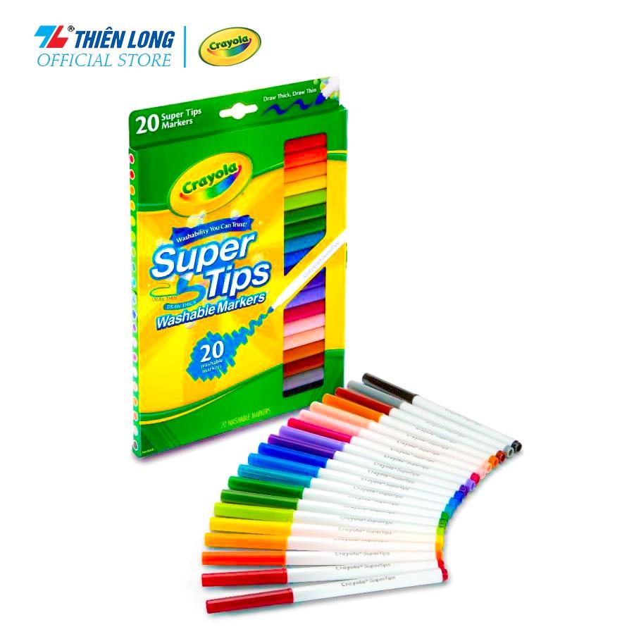 Bộ 20 màu bút lông nét mảnh - nét đậm có thể rửa được Crayola Supertips Washable Marker