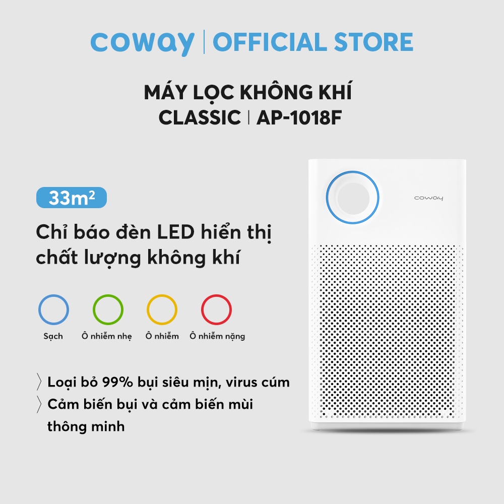 Máy lọc không khí thông minh Coway AP-1516D - Diện tích phòng sử dụng 50 m2 - Hàng chính hãng