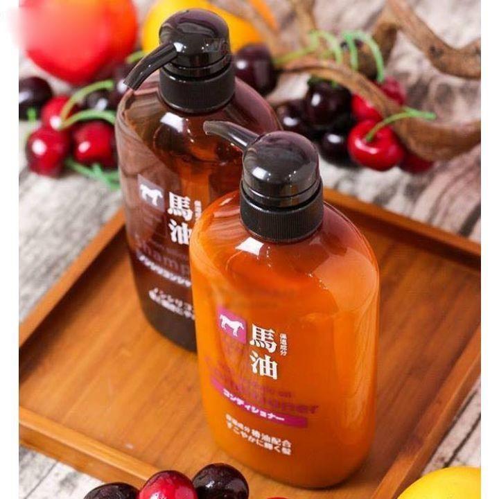Dầu Gội - Dầu Xả Mỡ Ngựa Nhật Bản 600ml hàng nội địa Nhật - Dẩu Gội