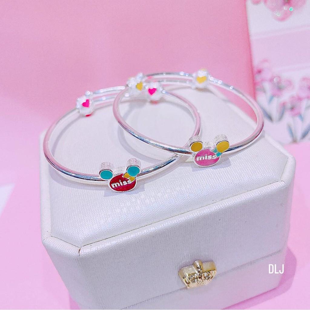 Vòng tay bạc cho bé gái charm màu sắc hình nghộ nghĩnh dễ thương,điều chỉnh size to nhỏ dễ dàng,phụ kiện MS170