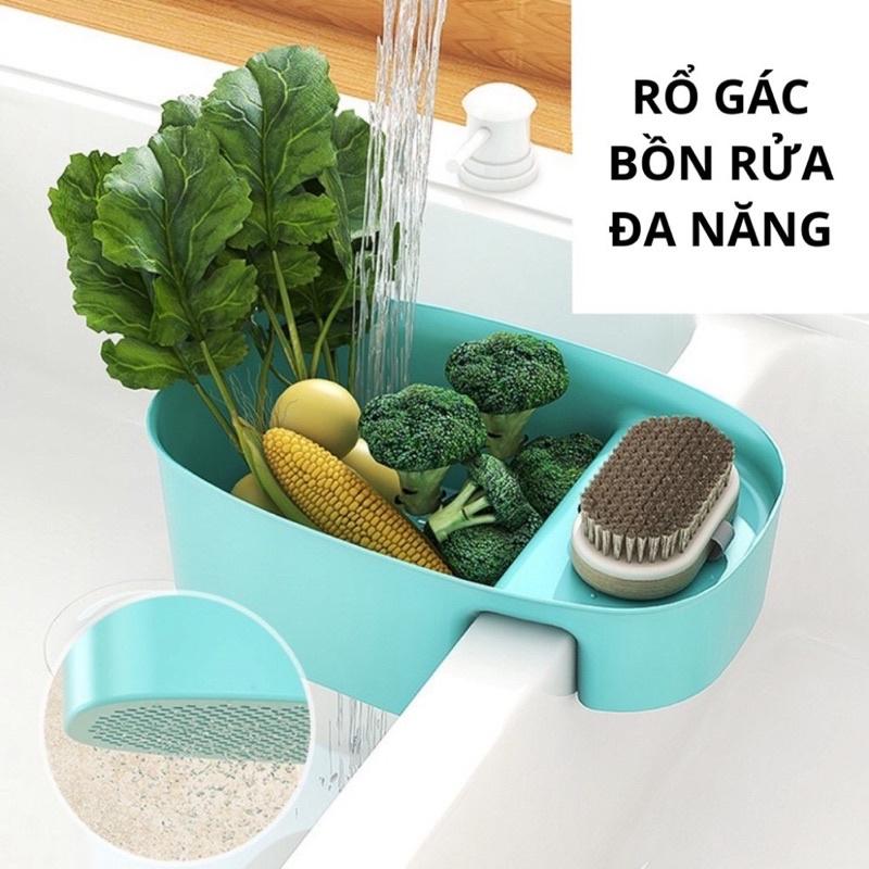 Rổ Lọc Rác Bồn Rửa Bát Kèm Để Đồ Đa Năng, Khay Lọc Rác Gài Bồn Rửa Chén Bát