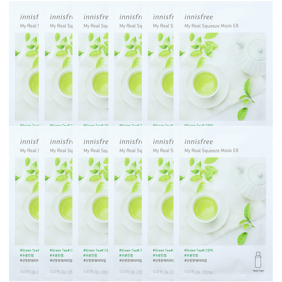 Combo 8+4 Mặt Nạ Giấy Dưỡng Ẩm Phục Hồi Da Innisfree My Real Squeeze Mask 20ml - 278002044