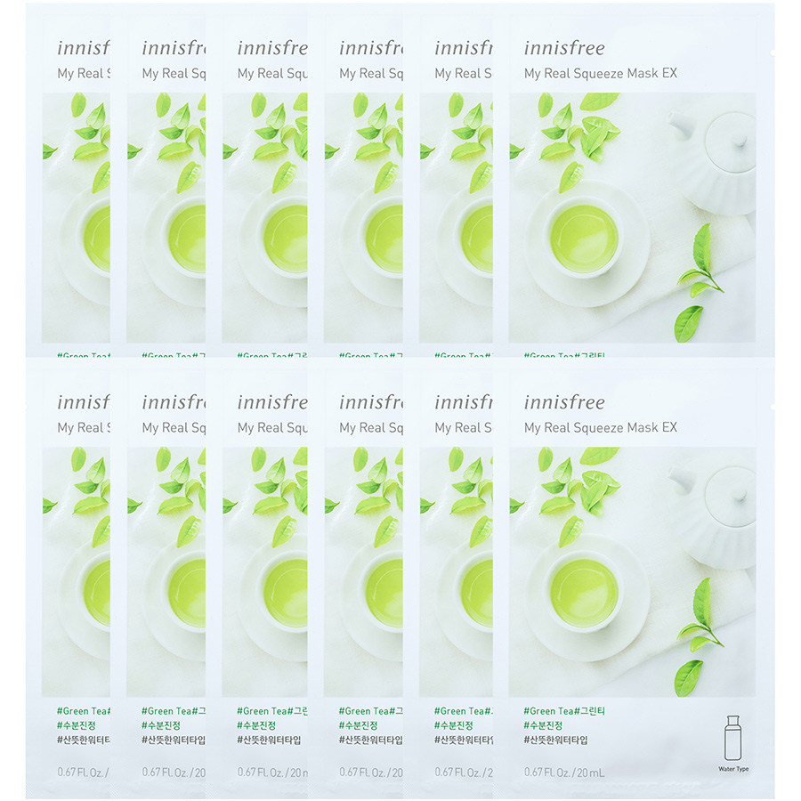 Combo 8+4 Mặt Nạ Giấy Dưỡng Ẩm Phục Hồi Da Innisfree My Real Squeeze Mask 20ml - 278002044