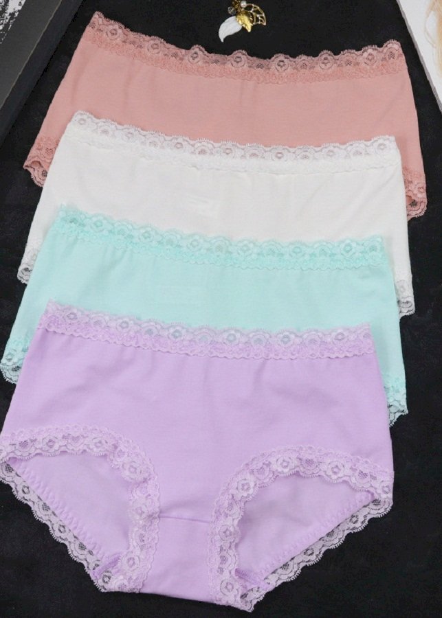 Combo 10 quần lót cotton nữ pha 3 viền ren