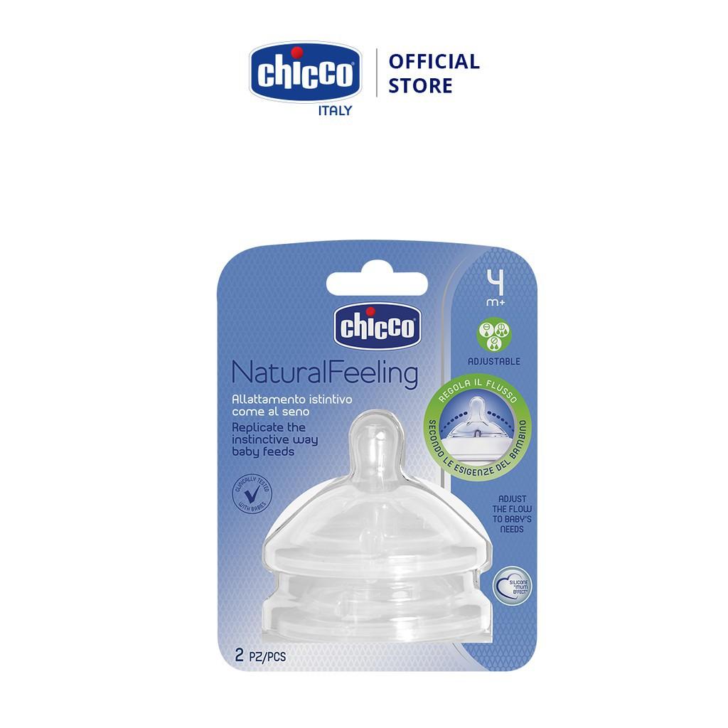 Bình sữa Chicco núm nghiêng Pisa Natural Feeling 2M+ 250ml + Hai Núm ty Chicco Natural Feeling điều chỉnh dòng chảy 4M+