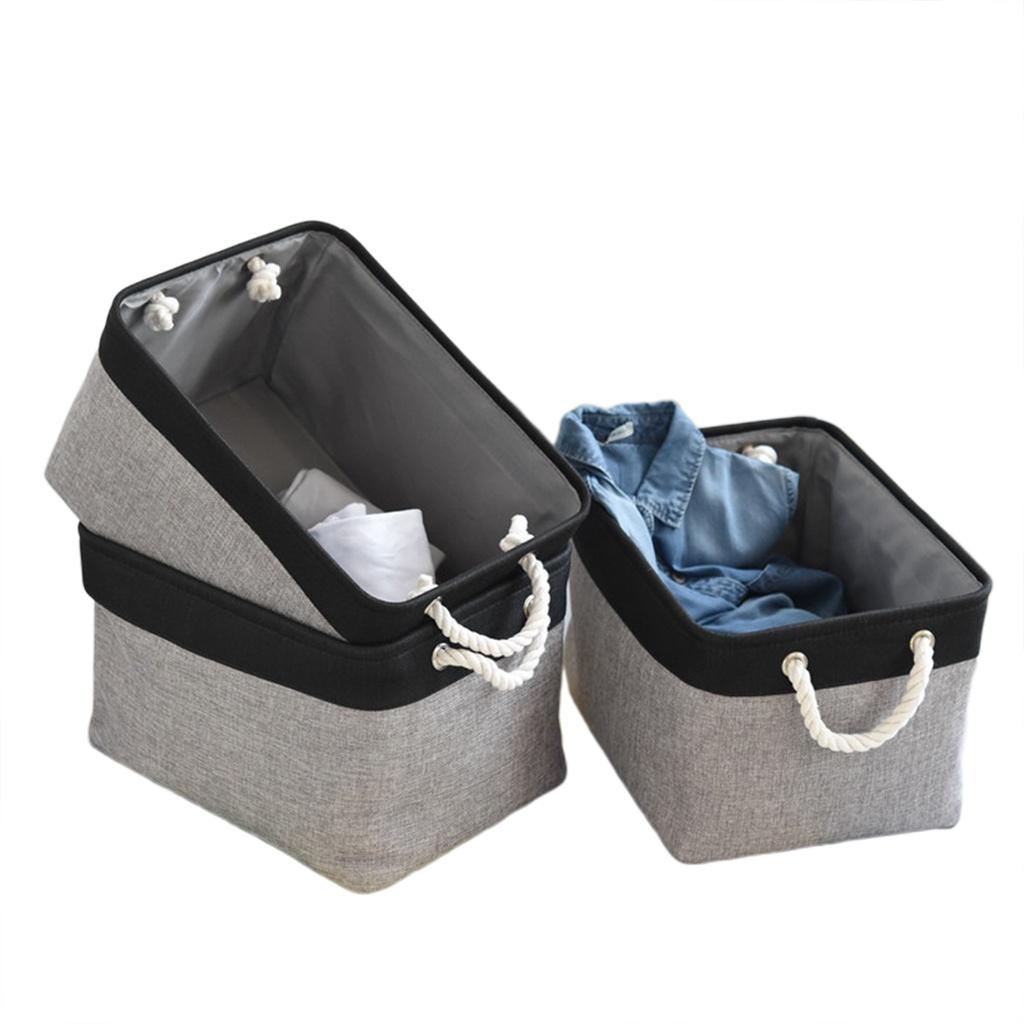 AA Linen Storage Basket Foldable With Cotton Rope Handle Nordic Fabric Household Products Storage Box