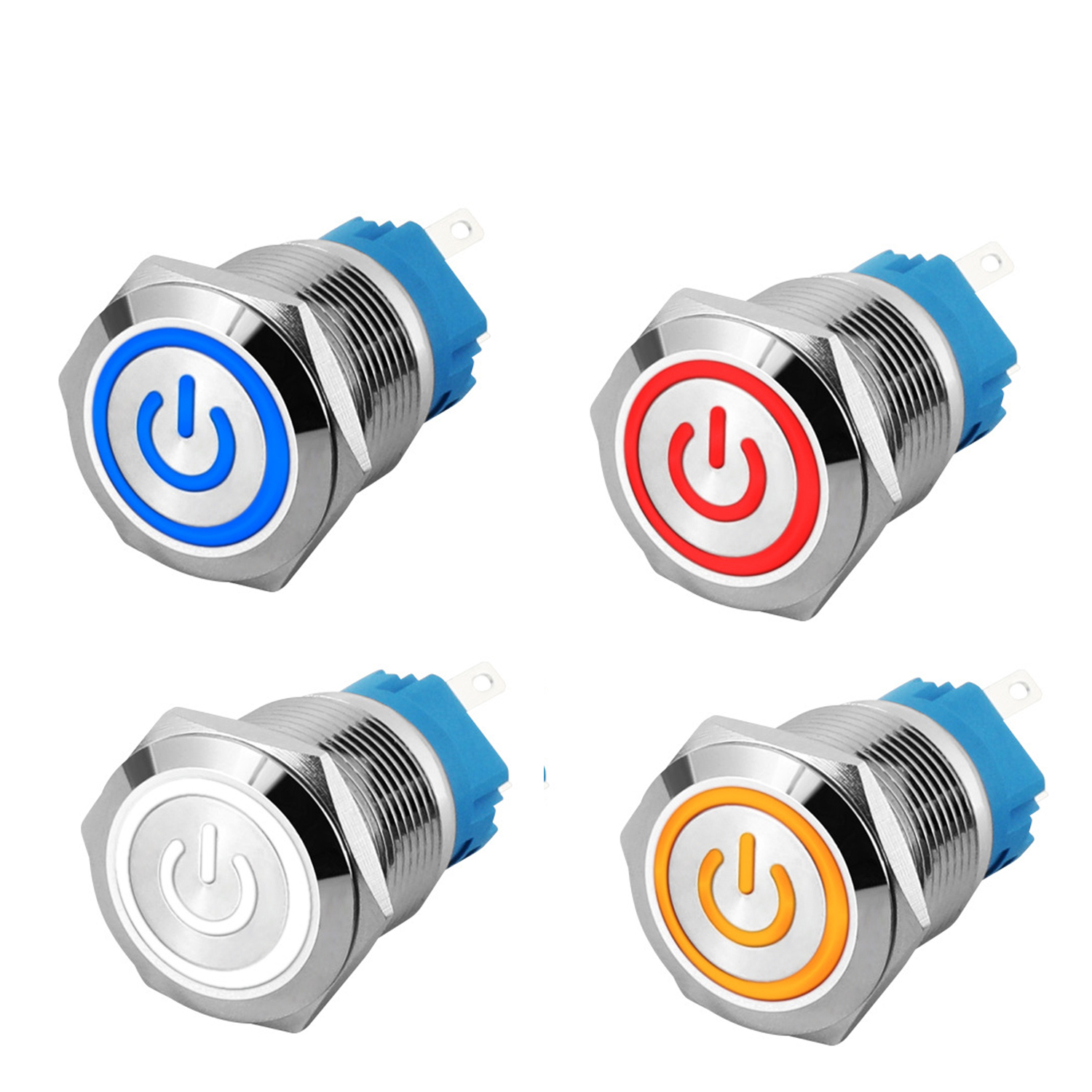 Nút nhấn công tắc Inox 22mm, Loại nhấn giữ Trạng thái có đèn LED