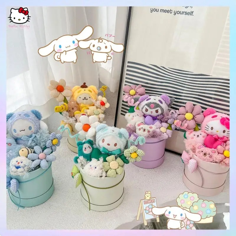 Chậu hoa gấu bông siêu cute để bàn - Bán kính 15cm - Quà tặng thú nhồi bông chậu gấu bông đáng yêu - Gấu bông êm mịn cho bé