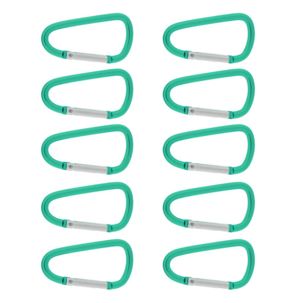 10x Aluminum D-ring Locking Carabiner Keychain Spring Clip Lock Carabiner Hook Outdoor Camping Equipmengt For Outdoor ,Camping, Fishing, Hiking, Traveling