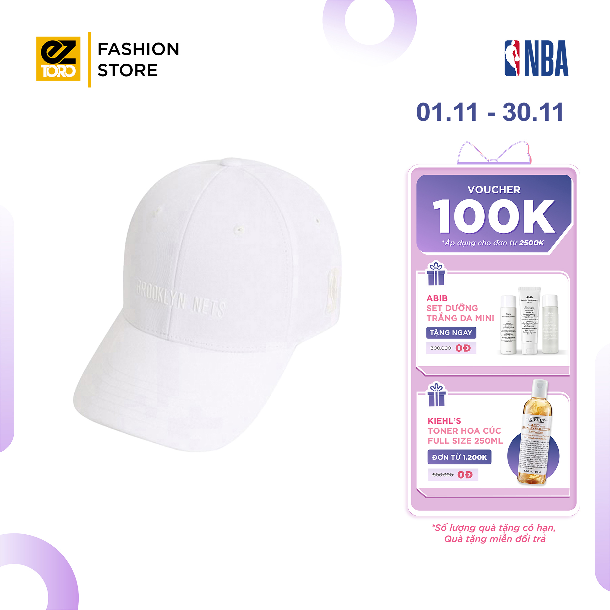 Mũ NBA BKN High Frequency Decoration Overfit Ball Cap CURVED CAP OVER - Nón lưỡi trai thời trang cho nam, nữ, unisex