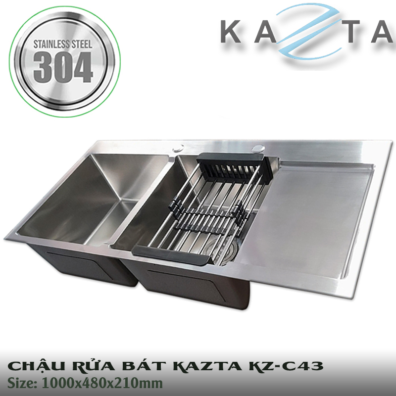 Chậu rửa bát cao cấp KAZTA KZ-C43 inox SUS304 100x48cm