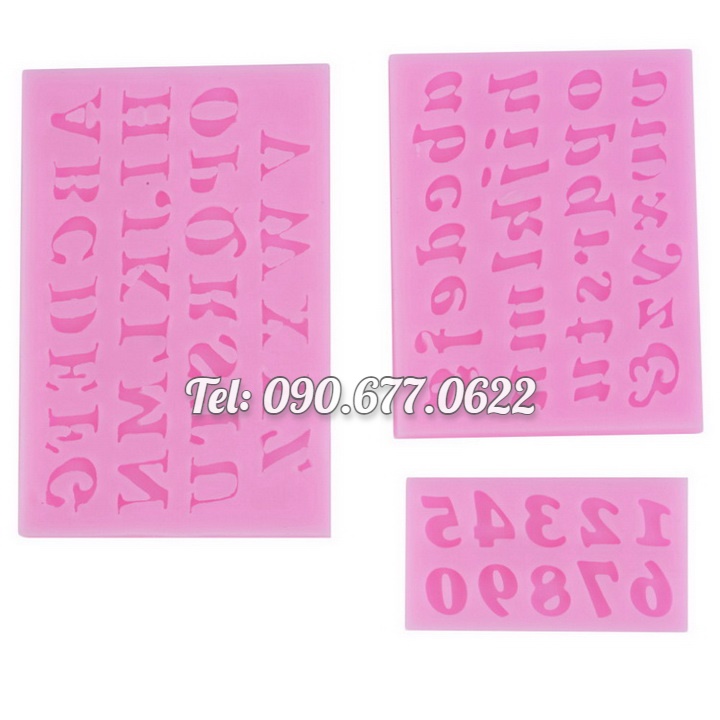 Bộ 3 khuôn silicone làm bánh, rau câu, socola chữ cái, ký tự, số – Mã số 1054