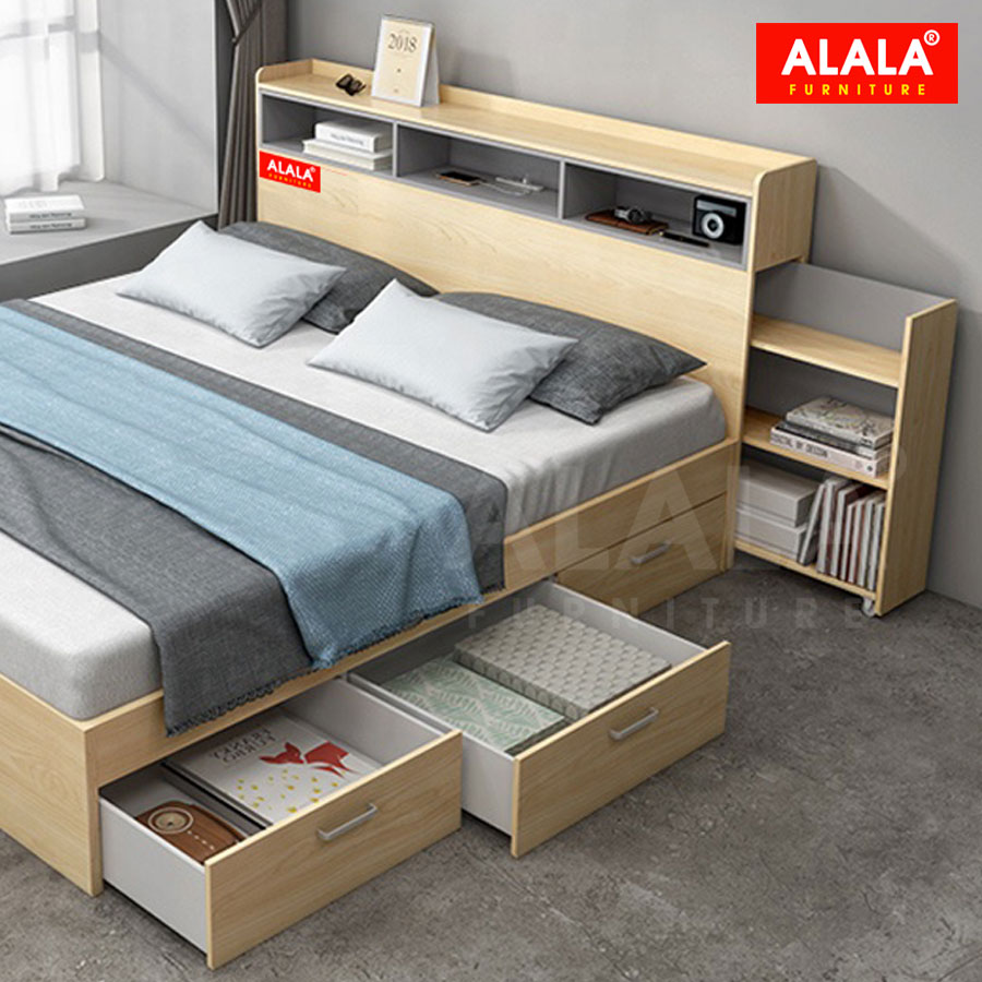 Giường ngủ ALALA81 + 3 hộc kéo / Miễn phí vận chuyển và lắp đặt/ Đổi trả 30 ngày/ Sản phẩm được bảo hành 5 năm từ thương hiệu ALALA/ Chịu lực 700kg