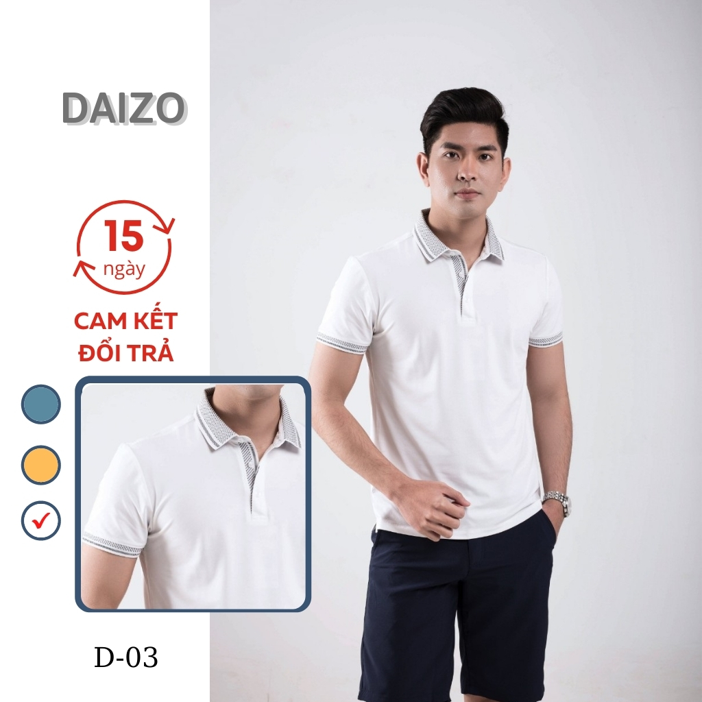 Áo Polo nam DAZIO Trắng vải Coolmax siêu thoáng mát, mềm mịn, trẻ trung - D03