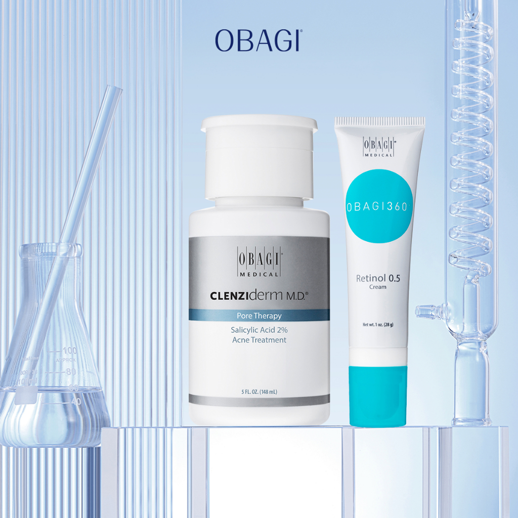 Combo Sản phẩm hỗ trợ giảm mụn, thâm nám Obagi Clenziderm Pore 2% BHA 148ml + Obagi Retinol 0.5 (28g)(Hàng xách tay)