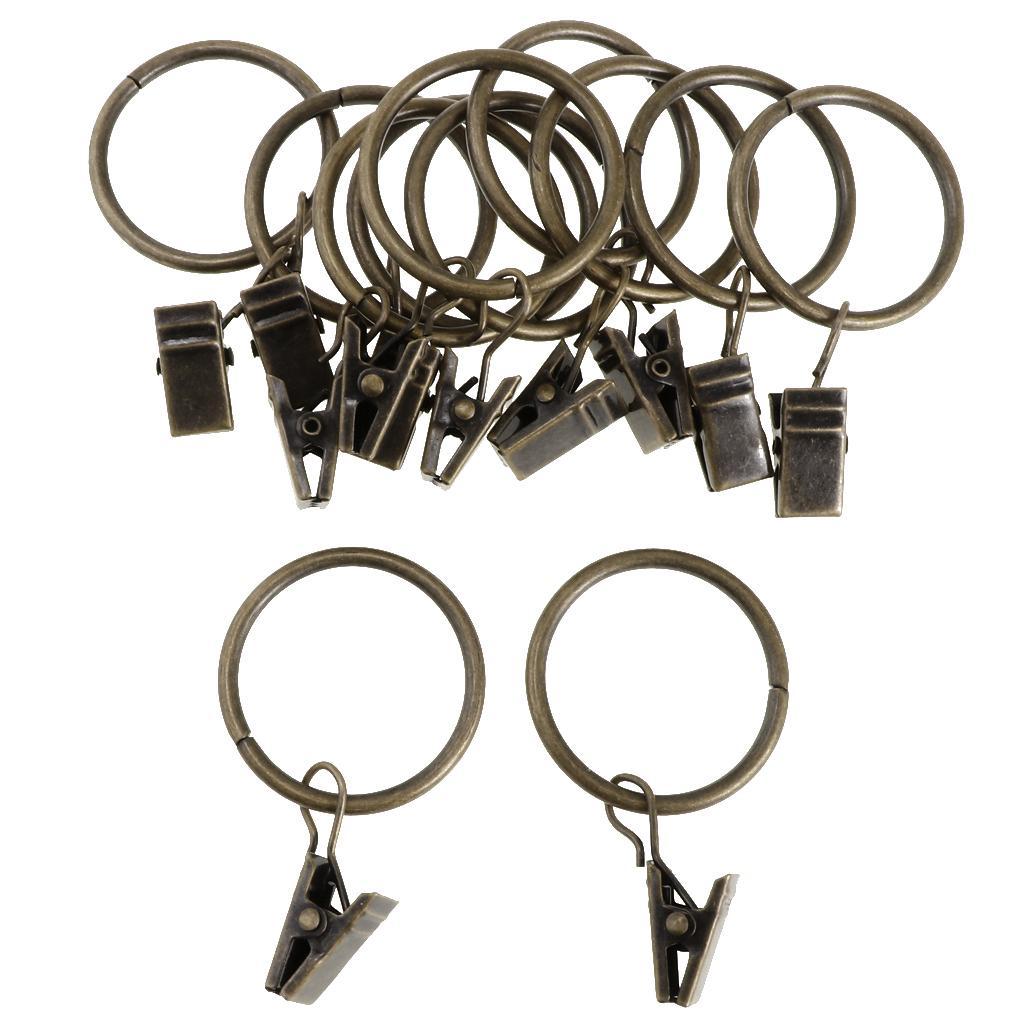 12 Pieces Metal Curtains Drapery Rings with Clips