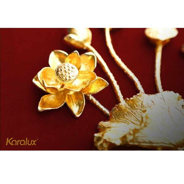 Tranh phù điêu hoa sen mạ vàng 24K - Quà tặng khách nước ngoài