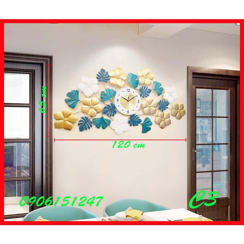 Đồng hồ treo tường trang trí decor C3 kích thước 120 x 65 cm