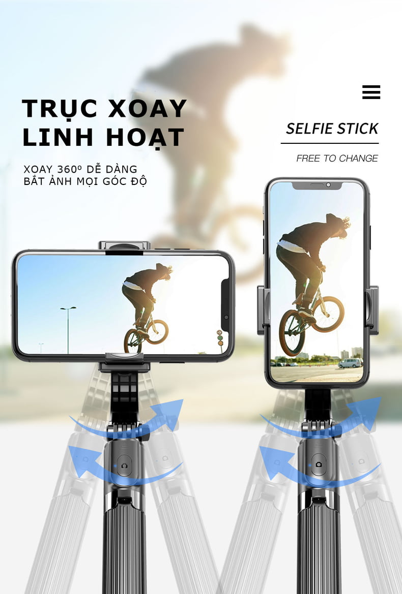 Gậy chống Rung Điện Thoại, Có Bluetooth Gimbal L08 Gậy Chụp Hình Quay Video Chống Rung Cao Cấp