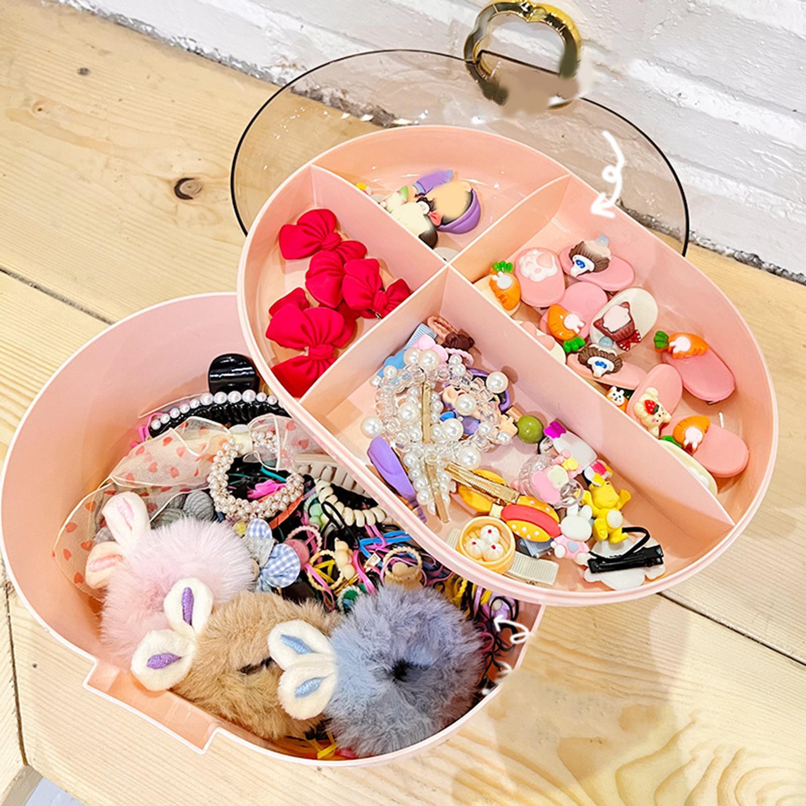 Hair Accessories Storage Box Container for Headband Earrings Hair Clips Pink