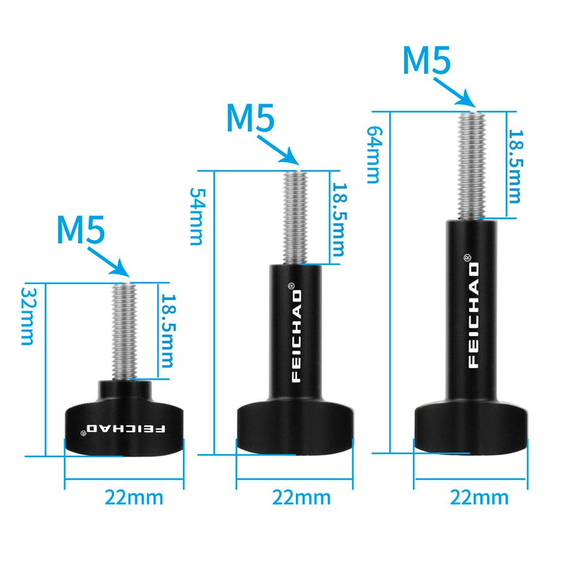 FEICHAO M5x18mm Vít Tay Siết Bu Lông Sợi Thép Không Gỉ Nhôm T Đầu Kẹp Núm Tay Cầm M5 Vít Cho Gopro /Insta360