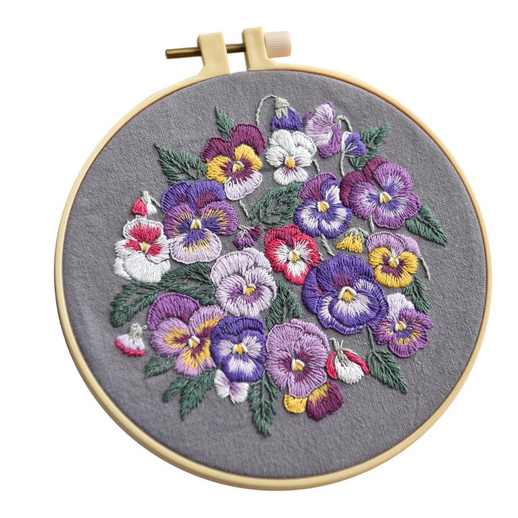Starter Embroidery Set Cross Stitch Kit Craft DIY Tools -Threads, Fabric,