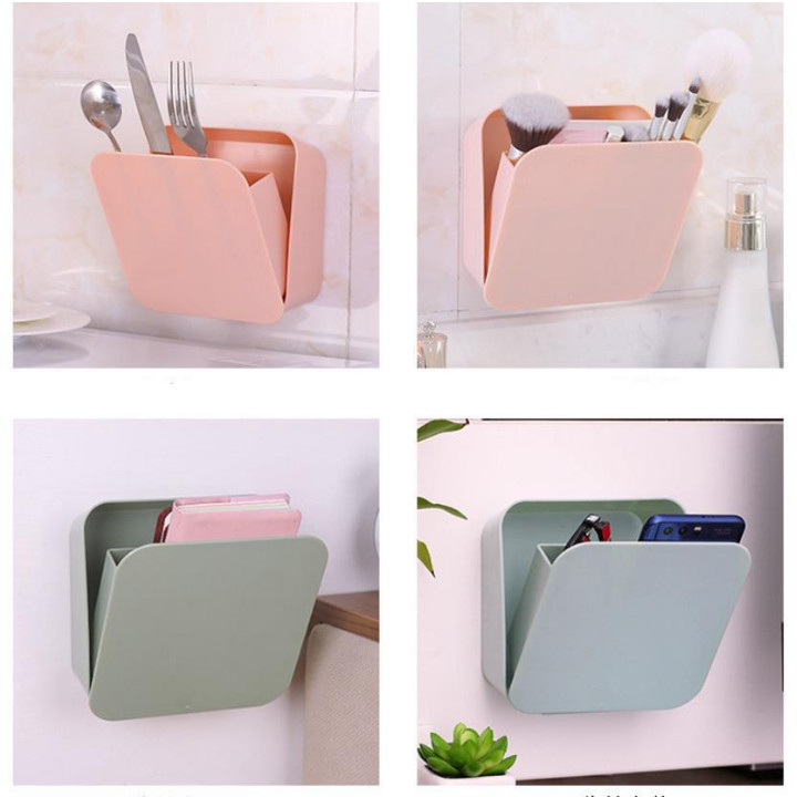 Hộp đựng đồ treo tường chống nước tiện ích tặng kèm 2 miếng dán chắc khỏe- giao màu ngẫu nhiên