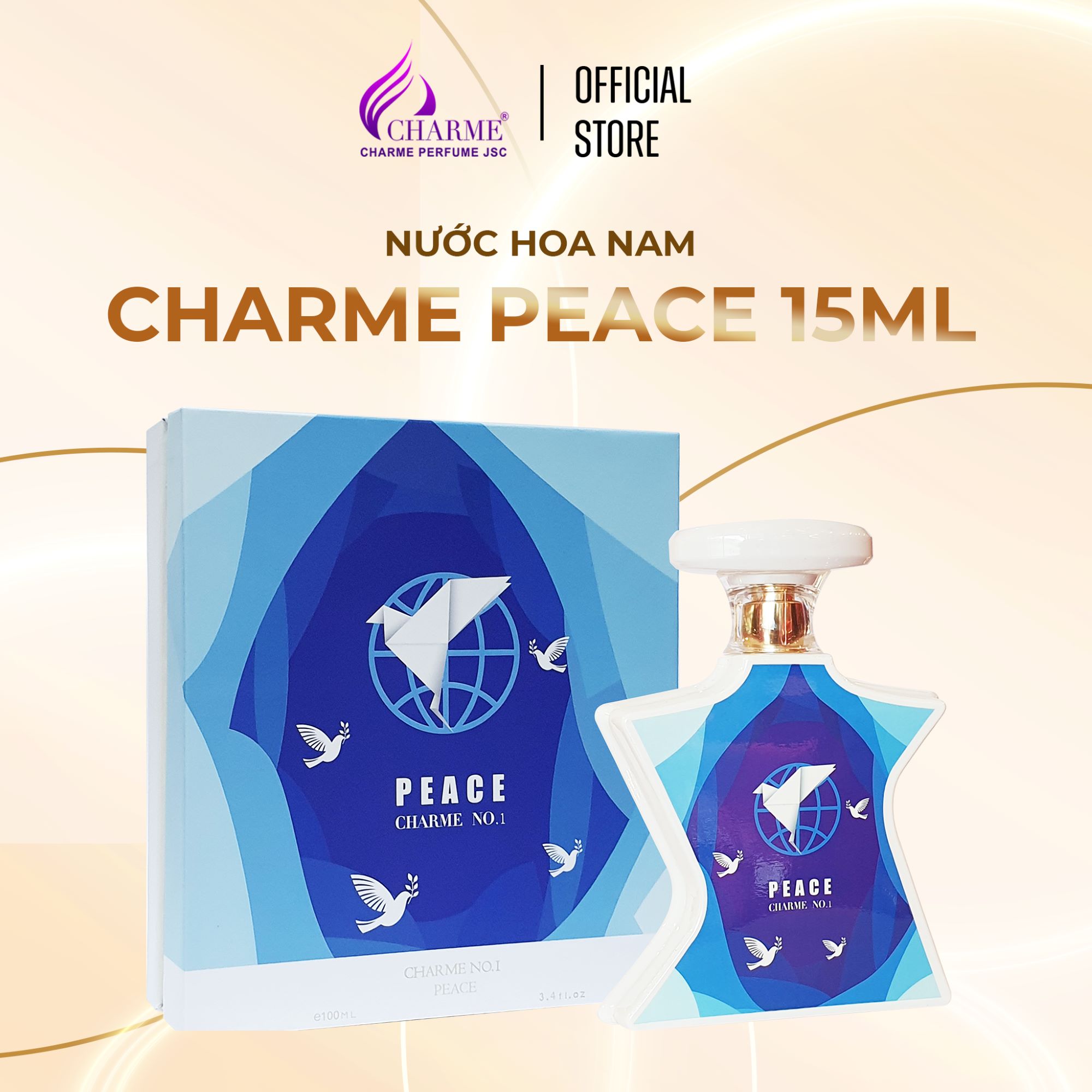 Nước hoa nam cao cấp Charme N0.1 Peace 15ml sự khác biệt cho người đàn ông lịch lãm yêu thích sự nhẹ nhàng