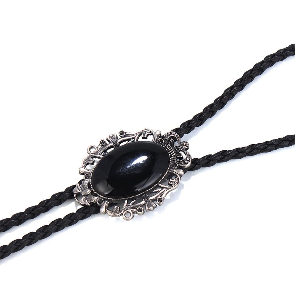 2X Vintage Western Cowboy Boho Tie Pendant Necklace Collar-Black