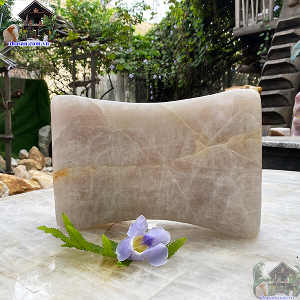 Gối đá thạch anh hồng tự nhiên 9.2kg-28cm G06 Dành cho người đau đầu và người bị mất ngủ