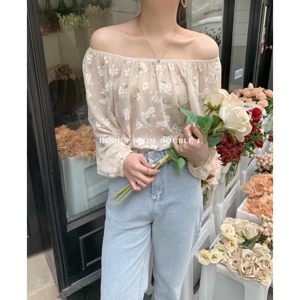 Áo hoa bẹt vai td N --40579