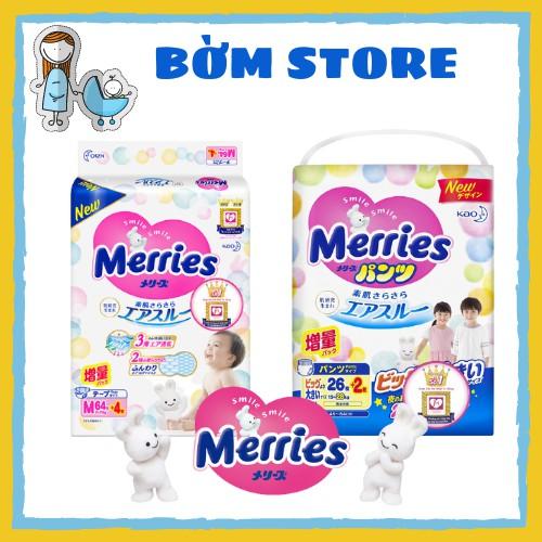 Tã Bỉm Merries Quần/Dán Nội Địa Nhật Chính Hãng Đủ Size NB96/S88/M68/M64/L58/L50/XL44/XXL28