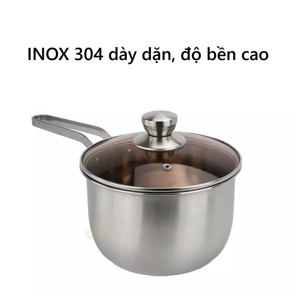 Quánh nấu bột đáy từ SUPO 14cm, nồi nấu cháo cho bé inox 304, Quánh chống dính có nắp dùng cho bếp từ, bếp điện, bếp ga