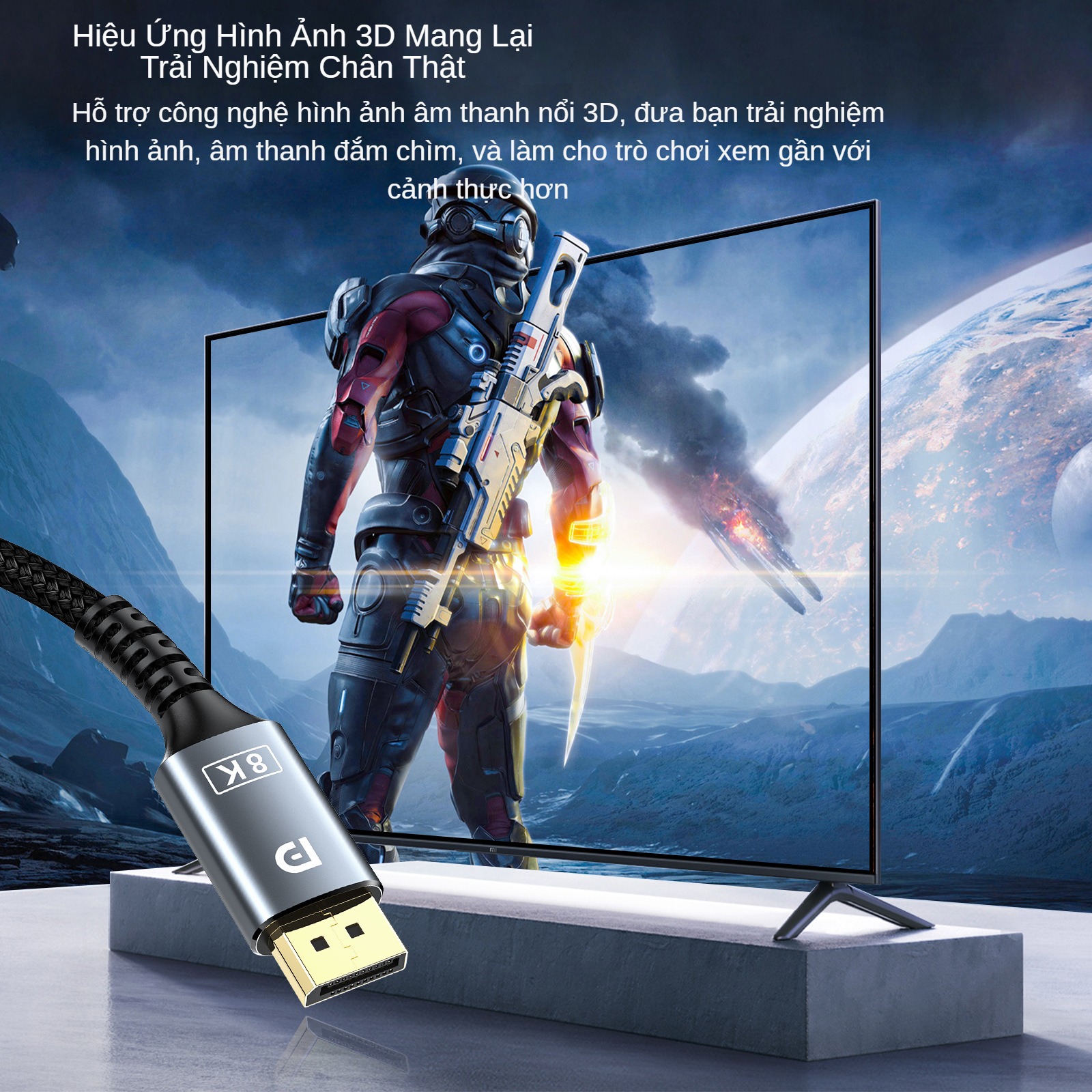 Cáp DisplayPort FIRO - Dây DisplayPort 1.4 8K/60Hz/32,4Gbps - Dài 2 Mét Lõi Dù Dùng Cho Tivi/ Máy Tính/ Playstation - Hàng Chính Hãng
