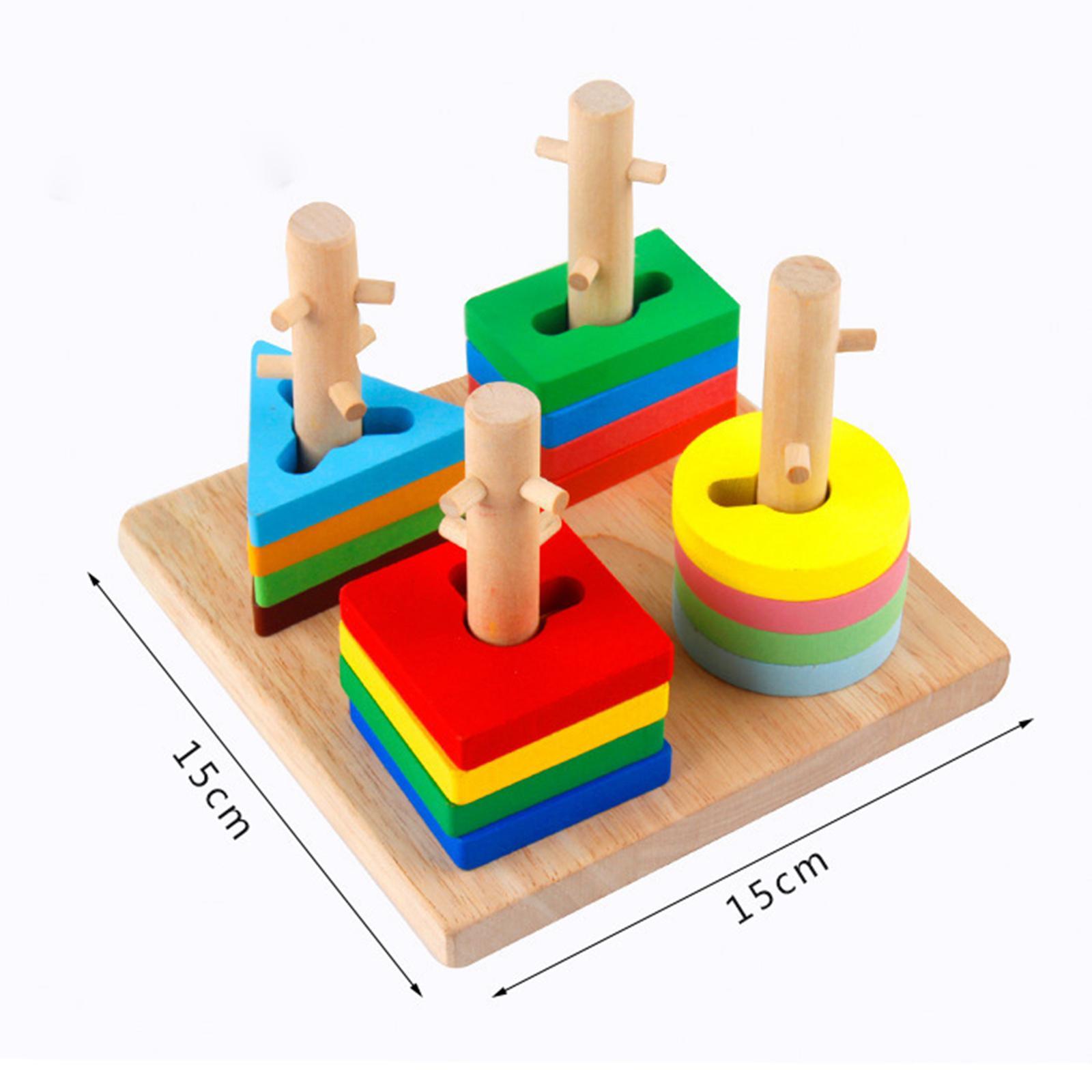 Montessori Wooden Sorter Stacking Toy Puzzles Toy for Preschool Kids Girls
