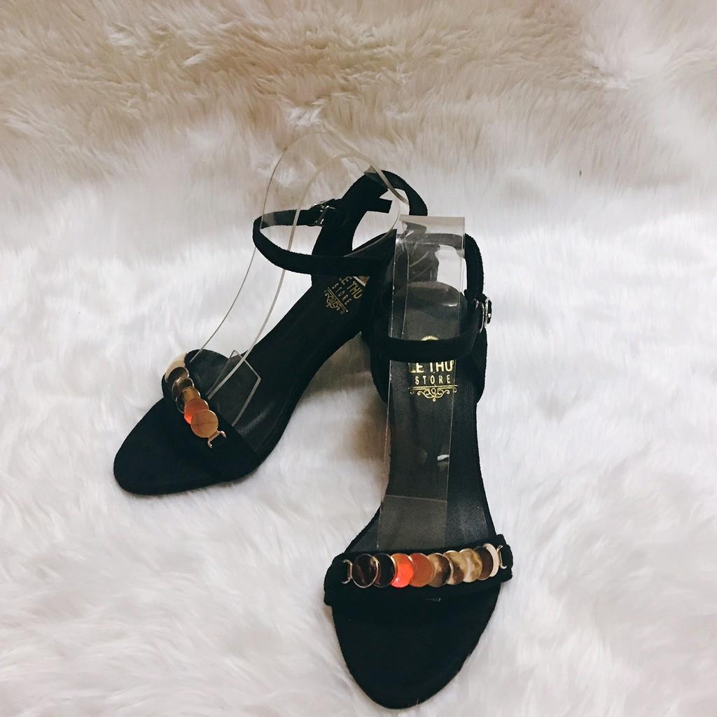 Giày cao gót sandal 7 phân bản đồng tiền LT