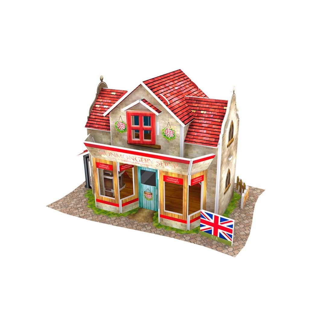 Mô hình giấy 3D - Bộ nhà truyền thống Anh -Tronmongery Shop- W3108h