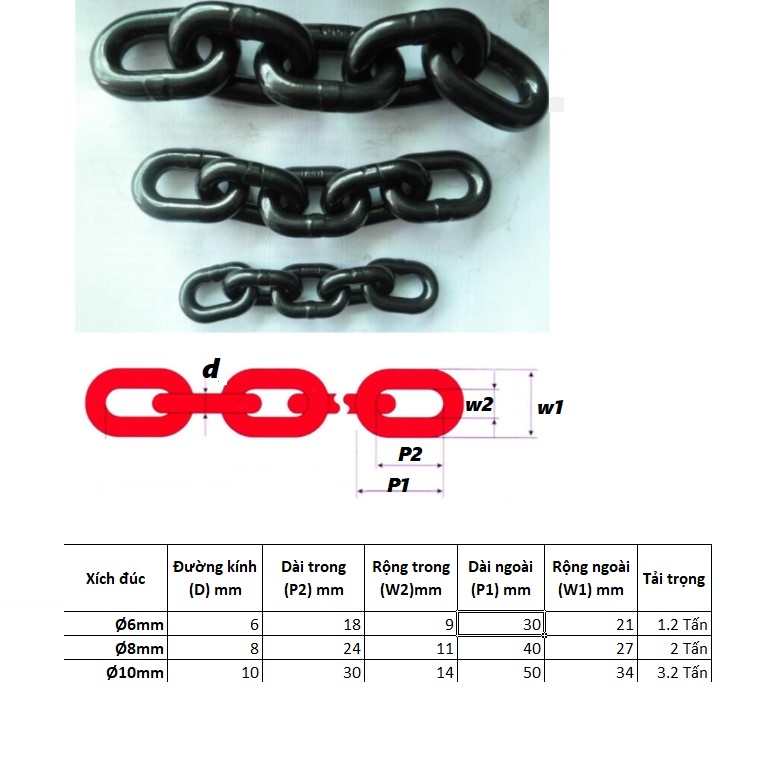 Dây xích đúc tải cao Ø [ 6mm ]