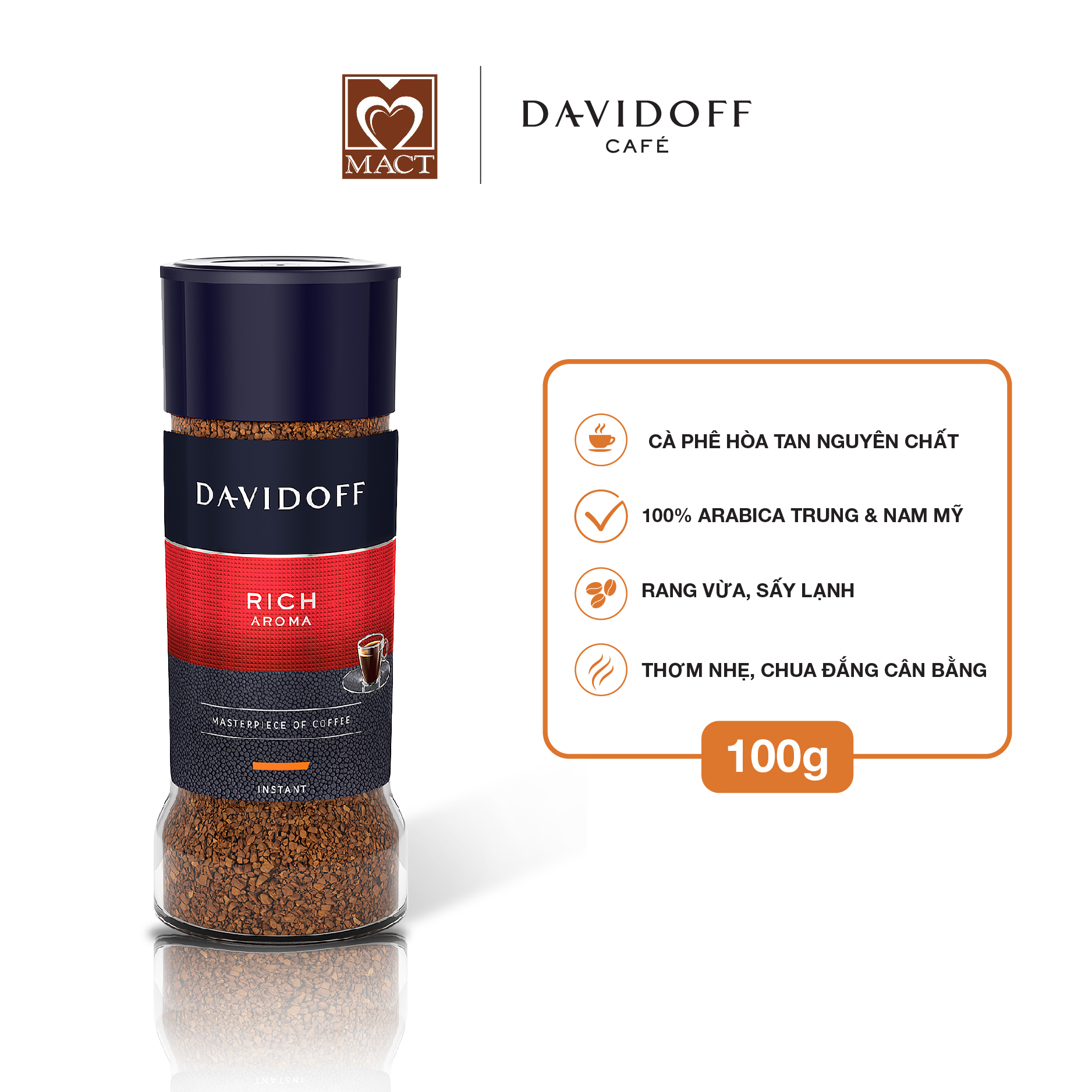 Cà phê hòa tan - Davidoff Café Rich Aroma  - 100g - Tặng kèm tách cà phê Davidoff