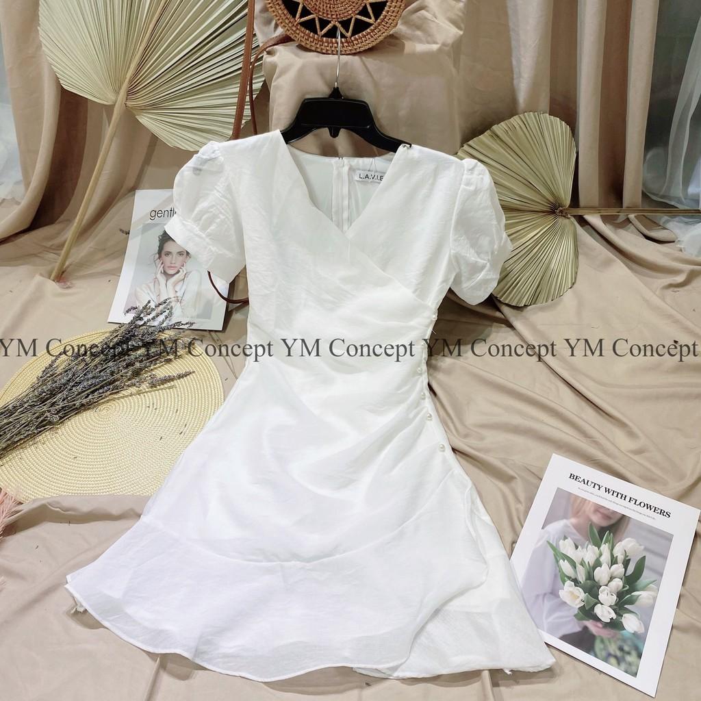 Đầm Dạo Phố Cổ Chéo Đính Ngọc Trai