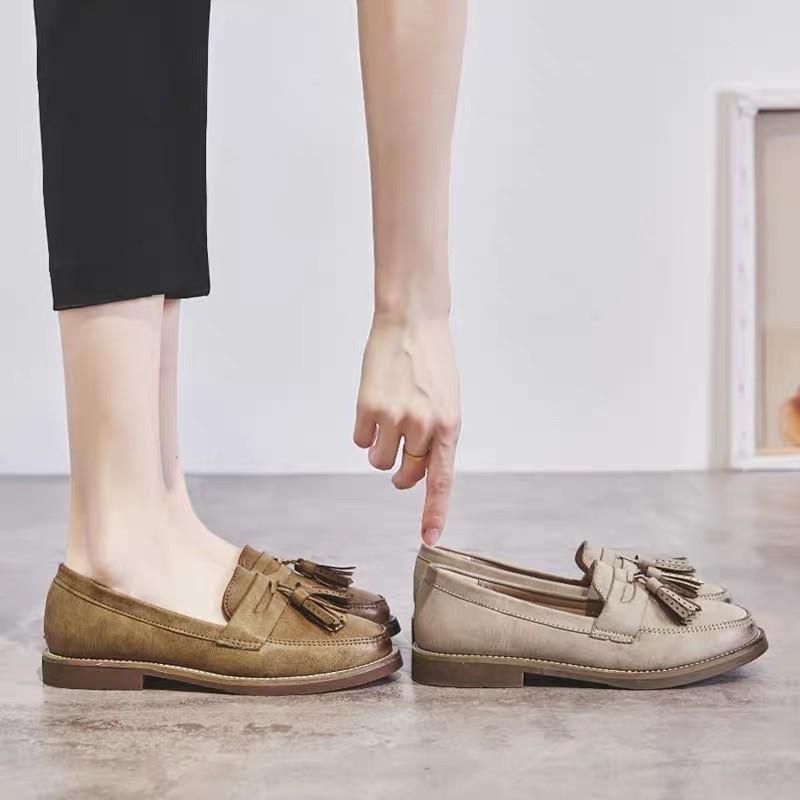 TOP NGÀNH HÀNG (Có sẵn Ảnh thật) Giày loafer da mềm đế bệt chất cực đẹp mà êm, mẫu moca lười chuẩn size, dễ phối đồ 4588