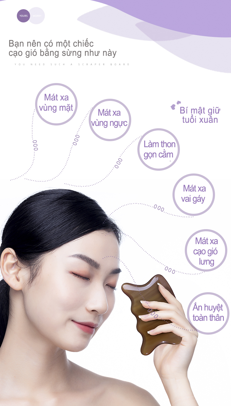 Dụng cụ cạo gió bằng sừng - Massage đa năng toàn thân, chăm sóc cơ thể làm đẹp da (MH843) Giúp lưu thông khí huyết