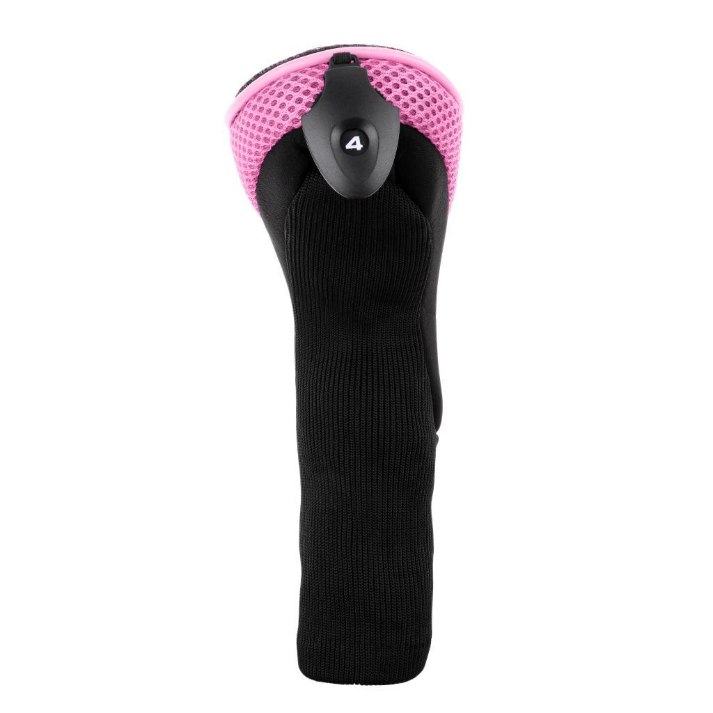 3pcs Long Neck Golf Club Head Cover Wood Headcover for  Women Black