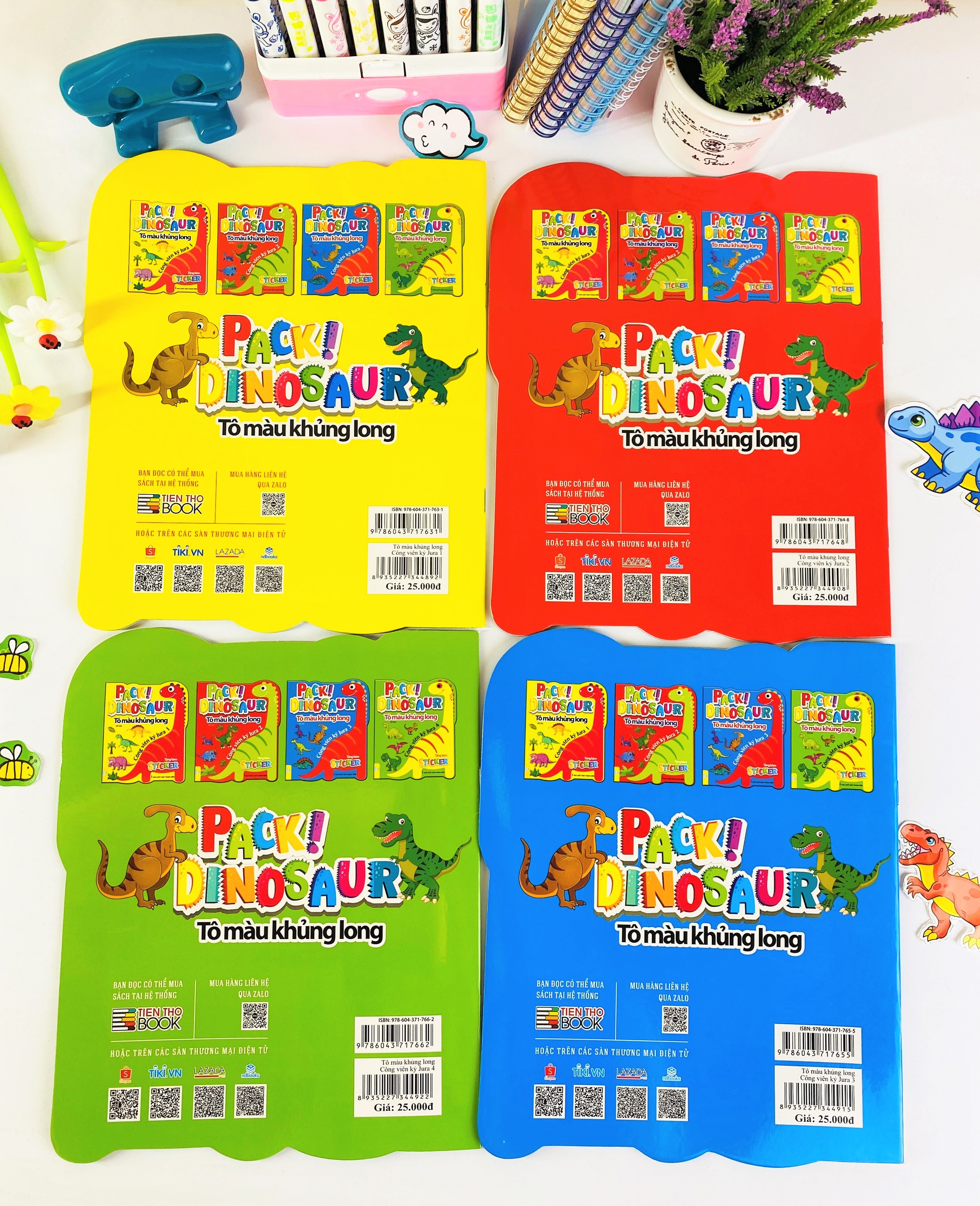 Sách - Combo 4 cuốn Tô Màu Khủng Long: Công viên kỷ Jura - ndbooks