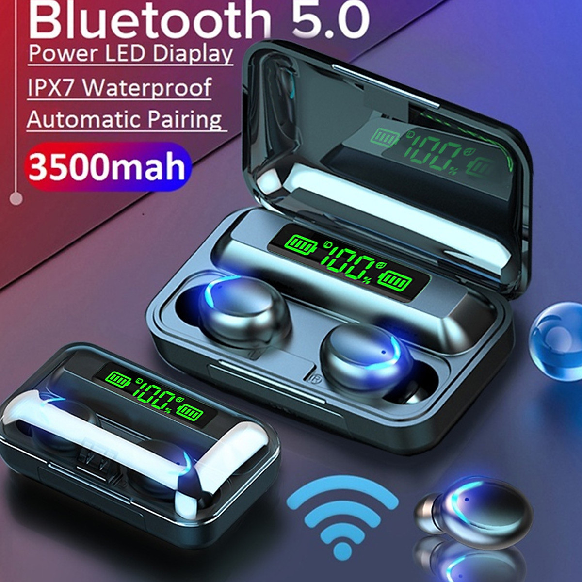 Tai nghe Bluetooth ROYALMIC F9 Pro TWS pin trâu sạc nhanh, chống nước - Hàng chính hãng