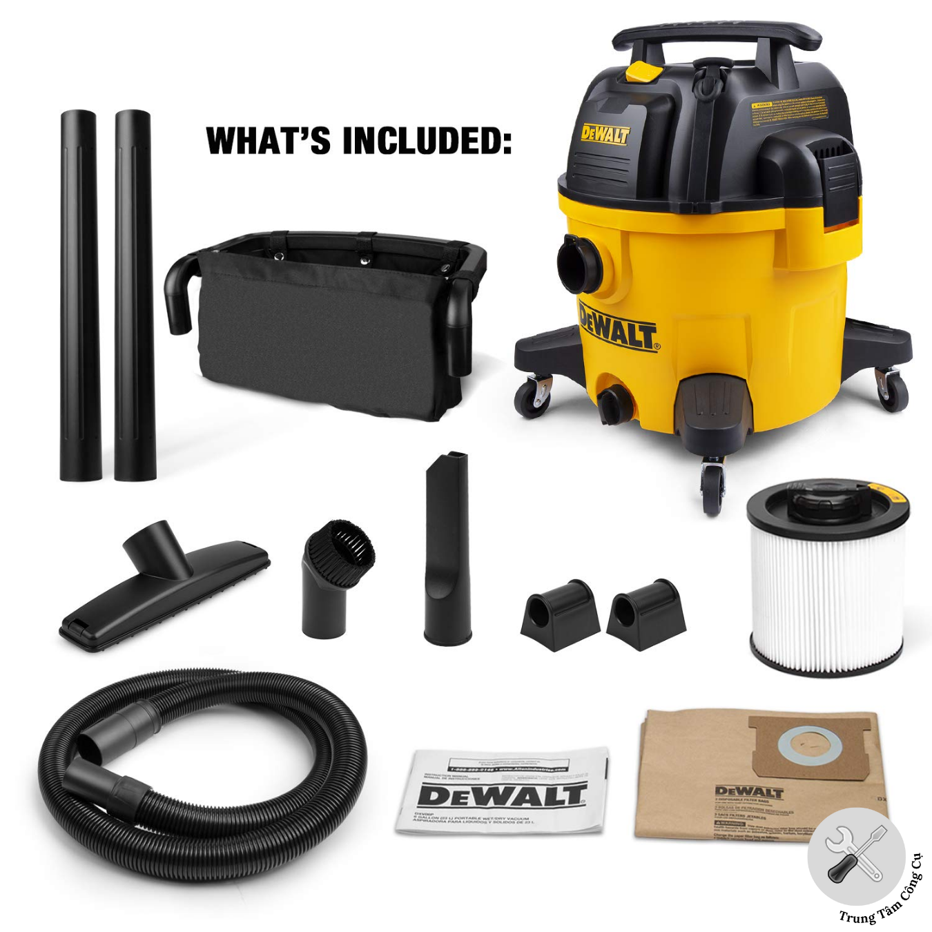 Máy hút bụi Công nghiệp 3 chức năng 34L Dewalt DXV34P (3750W – 5HP) - hàng chính hãng