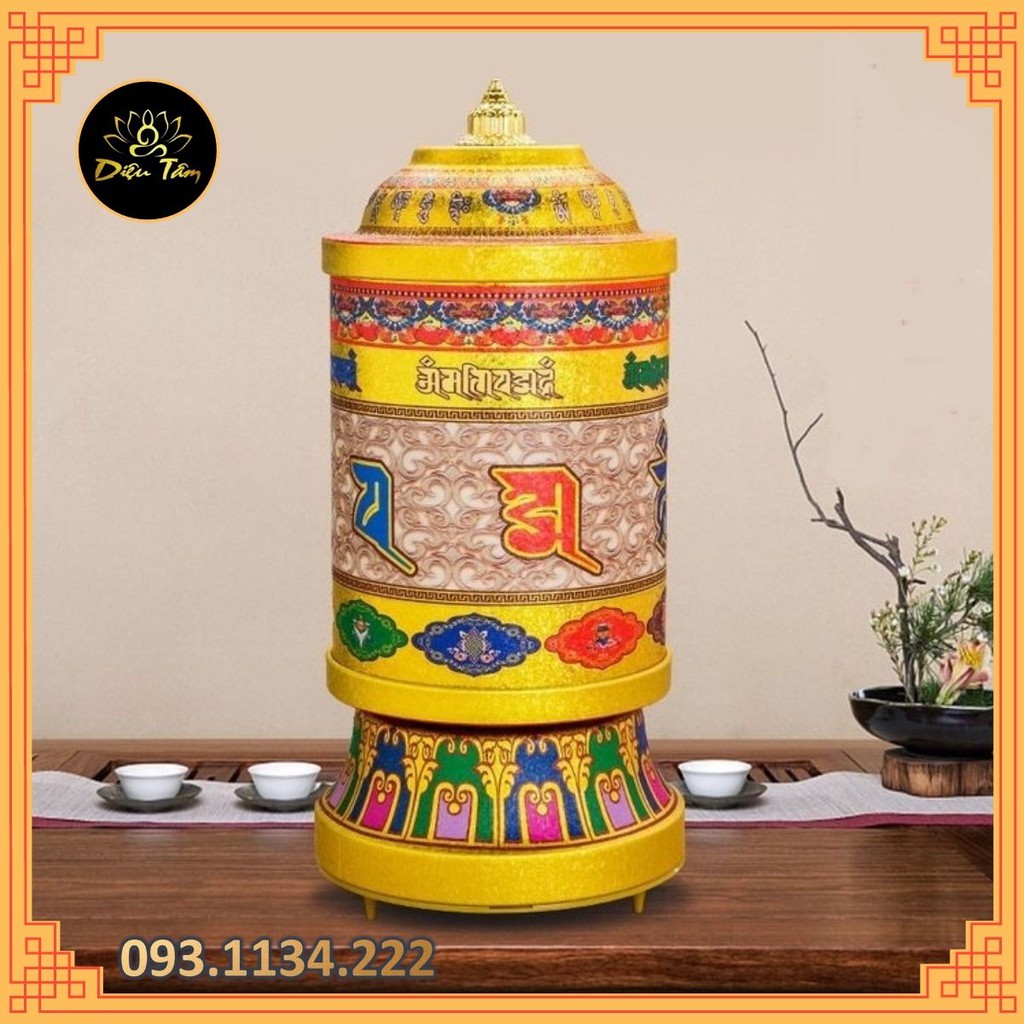 Kinh luân quay tự động bằng điện - bánh xe cầu nguyện size 21cm 41 bài nhạc