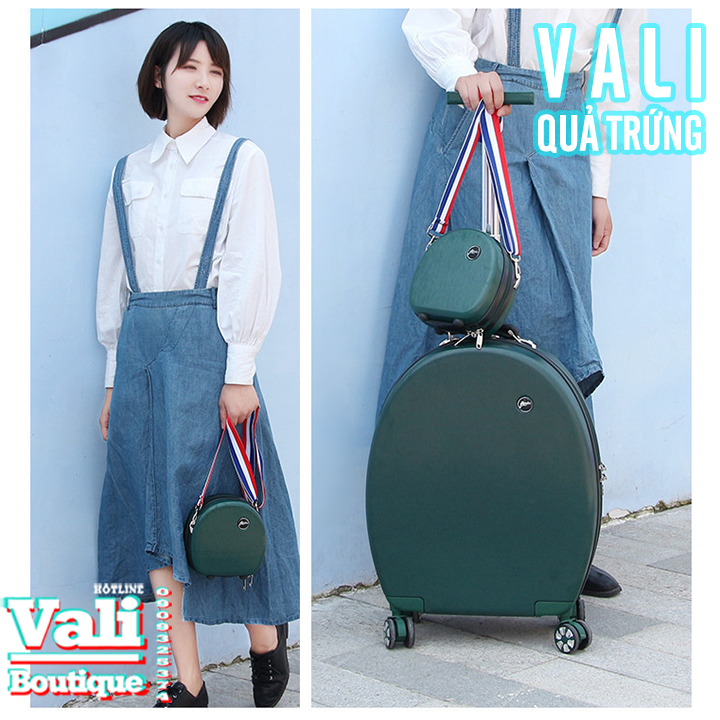 Combo Vali quả trứng size 20 + túi đeo chéo size 10 - Nhiều màu.